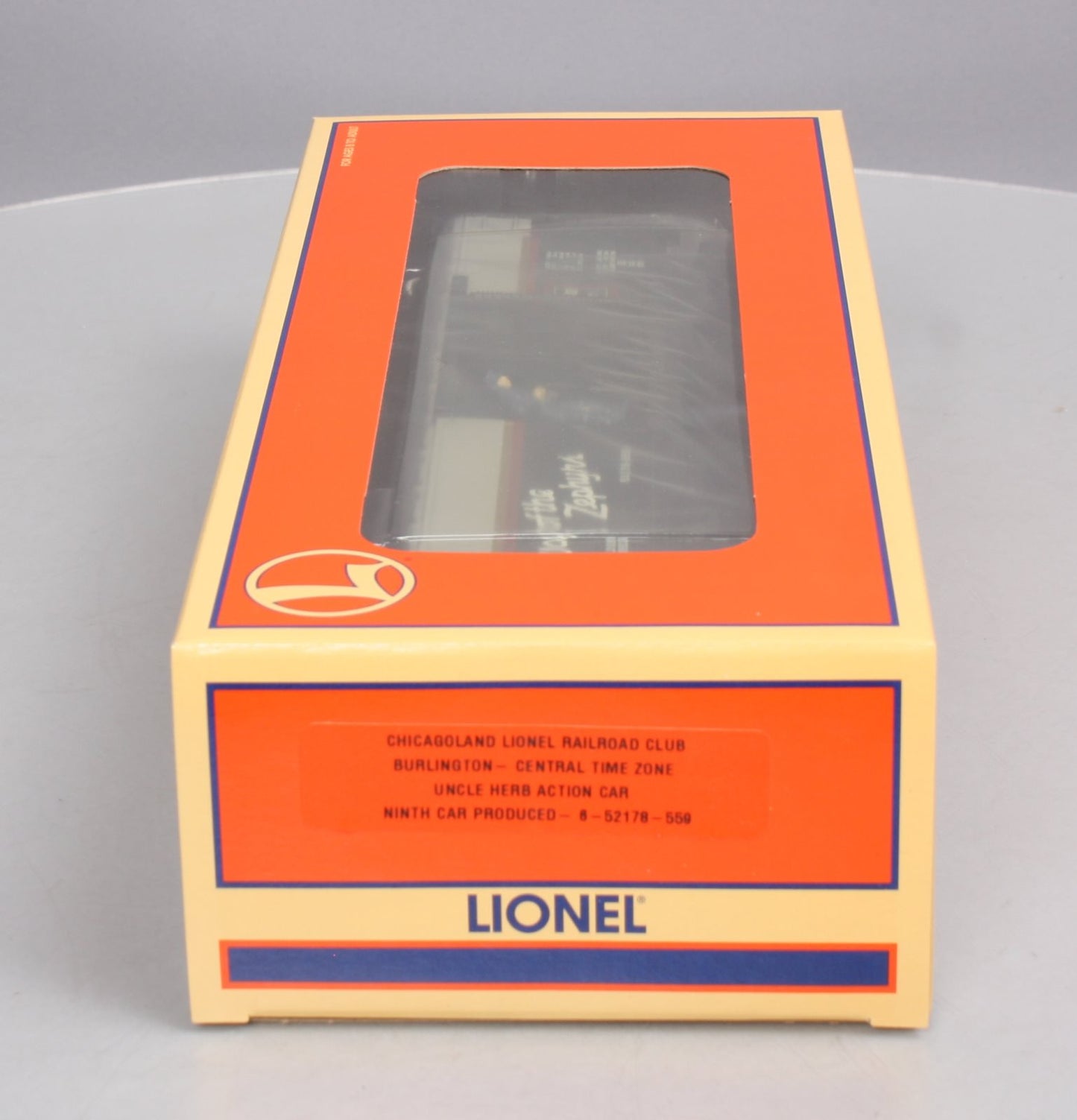 Lionel 6-52178-559 O Chicagoland LRRC Burlington Uncle Herb Action Car NIB