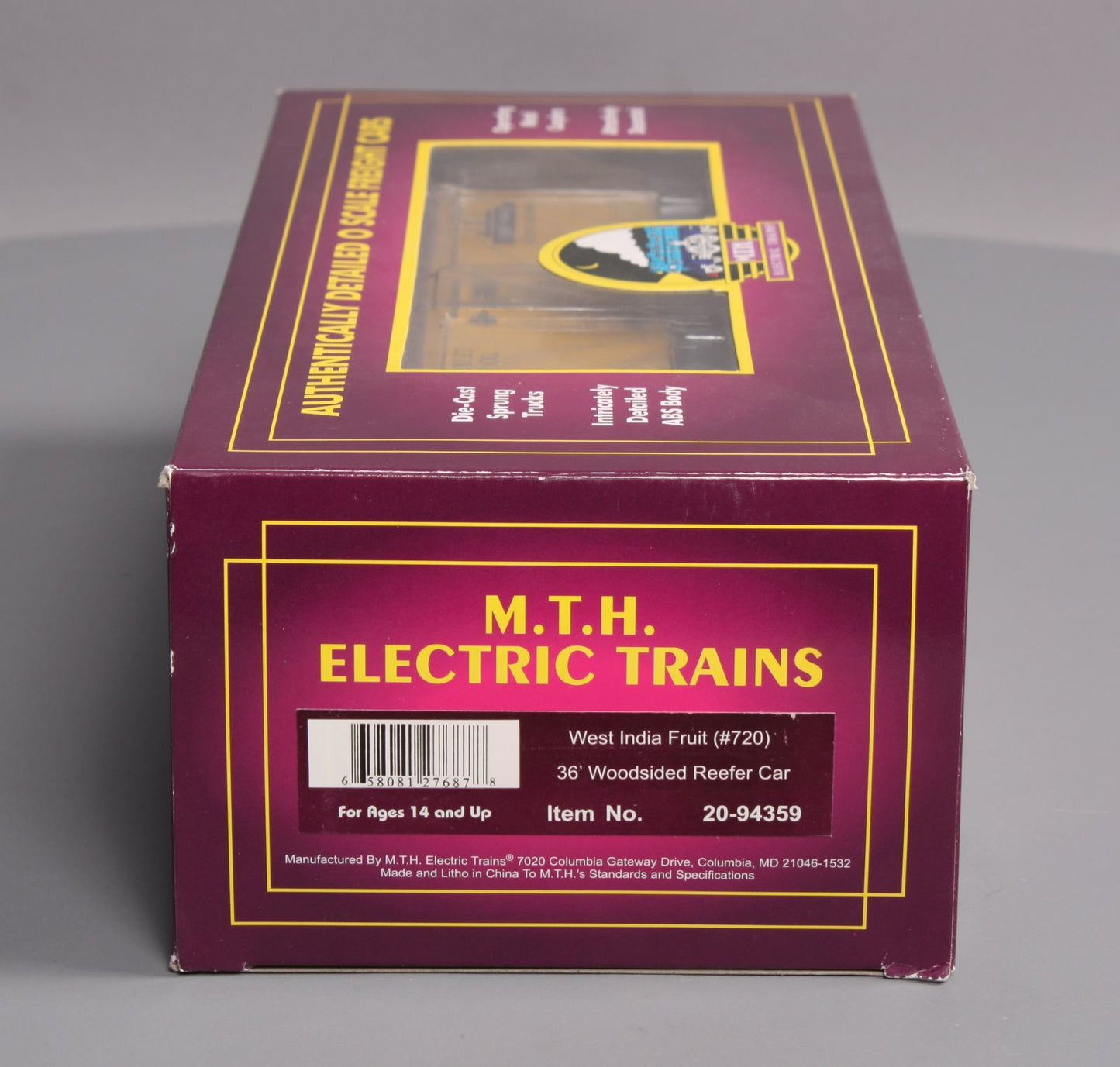 MTH 20-94359 West India Fruit & Steamship 36" Woodside Reefer #720 LN/Box