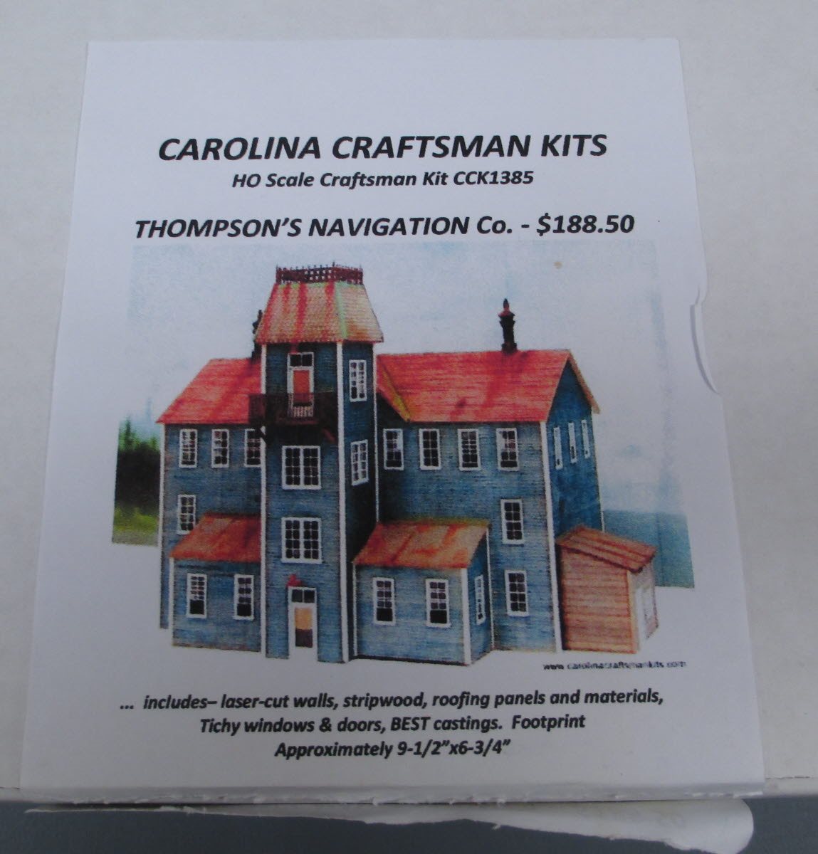 Carolina Craftsman 1385 HO Scale Thompson's Navigation Co. Craftsman Kit