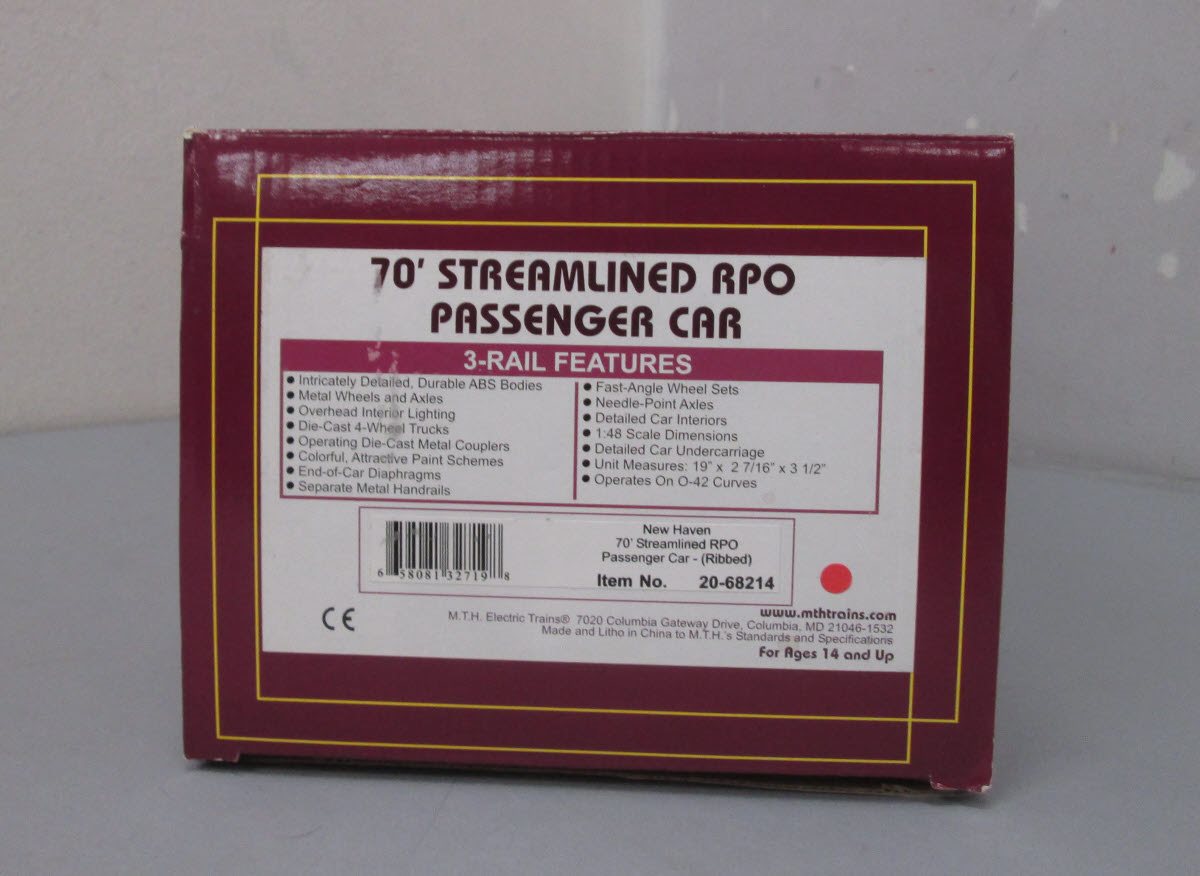 MTH 20-68214 O New Haven 70' Streamlined RPO Passenger Car LN/Box