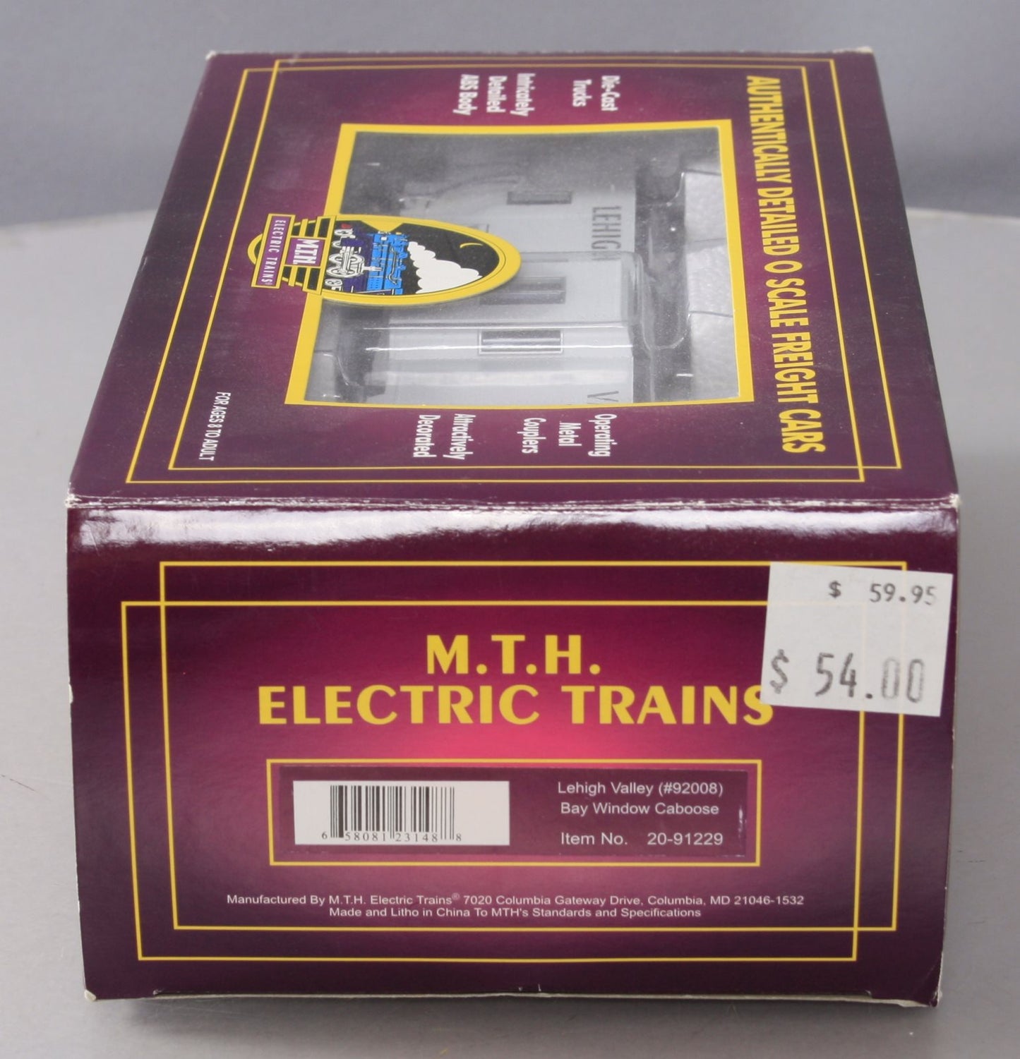 MTH 20-91229 Lehigh Valley Bay Window Caboose #92008 EX/Box