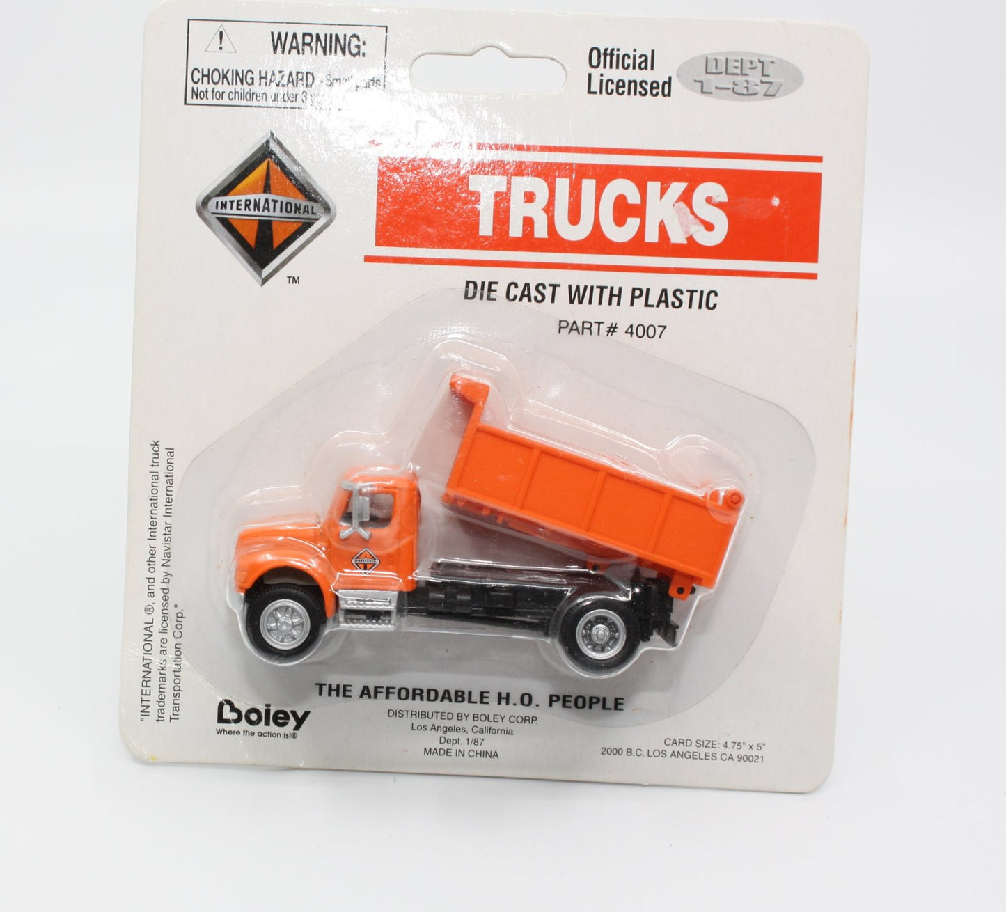 Boley 4007 HO Orange Dept 1-87 International Dump Truck Die Cast W/Plastic Parts