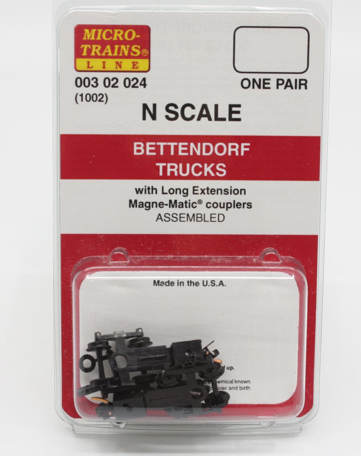 Micro-Trains 00302024 N Bettendorf Trucks w/Long Extension Couplers (Pair of 1)
