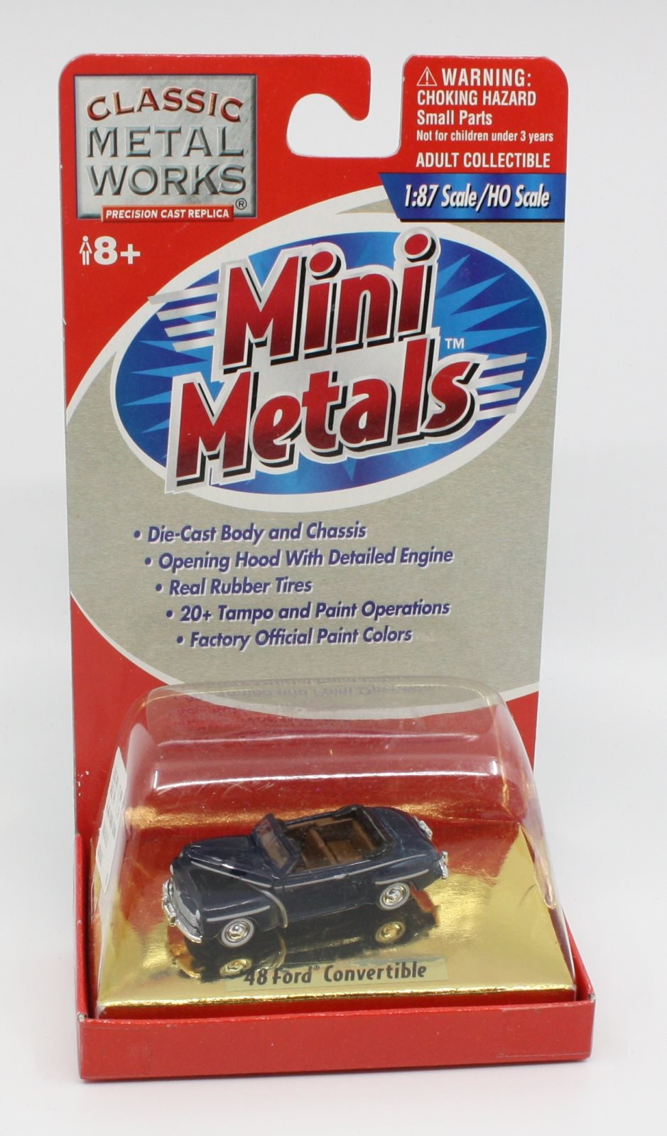 Classic Metal Works 30102 HO Blue Navy Mini Metals 1948 Ford Convertible Car