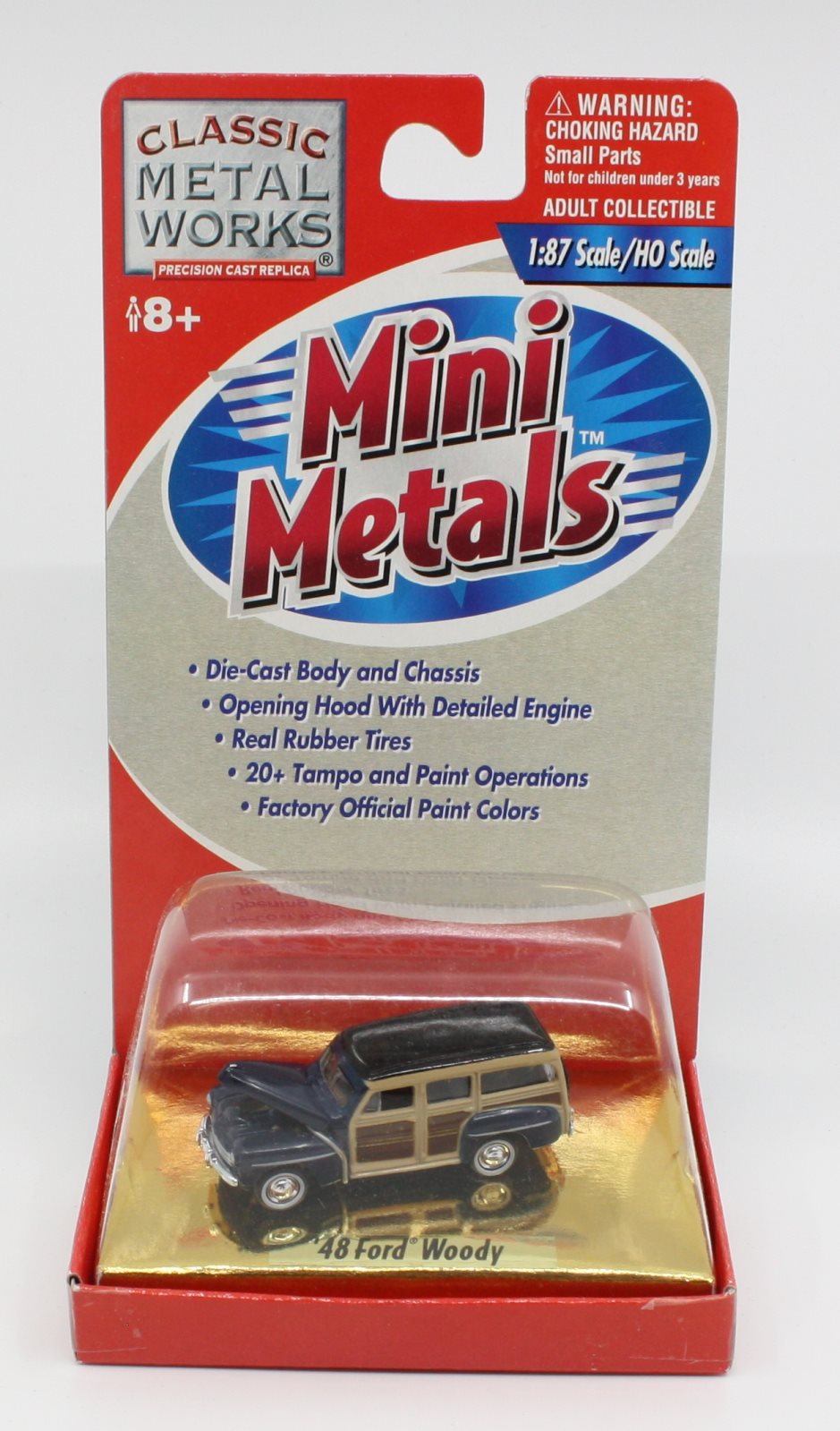 Classic Metal Works 30107 HO Scale Mini Metals Cobalt Blue 1948 Ford Woody Car