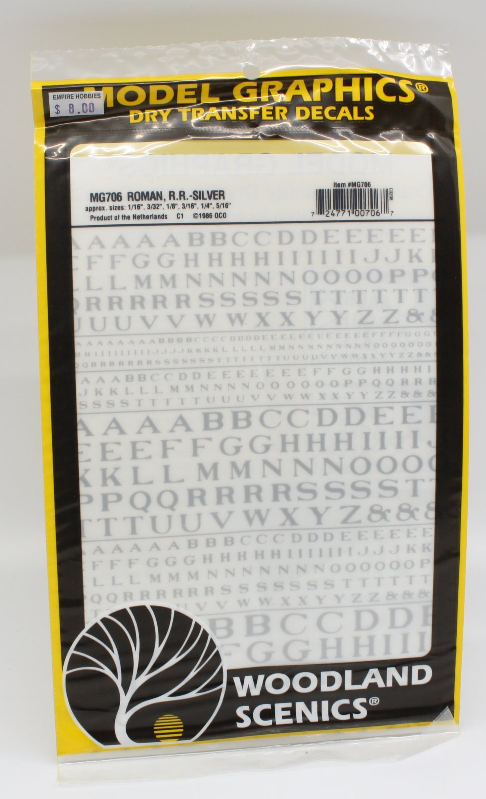 Woodland Scenics MG706 Model Graphics Roman R.R. Silver Dry Transfer Decals