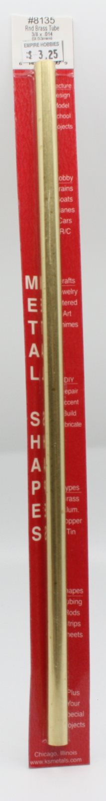 K&S 8135 3/8" x .014" x 12" Round Brass Tube