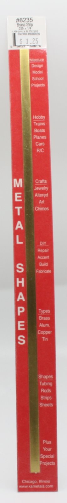 K&S 8235 .025" x 1/4" x 12" Brass Strip