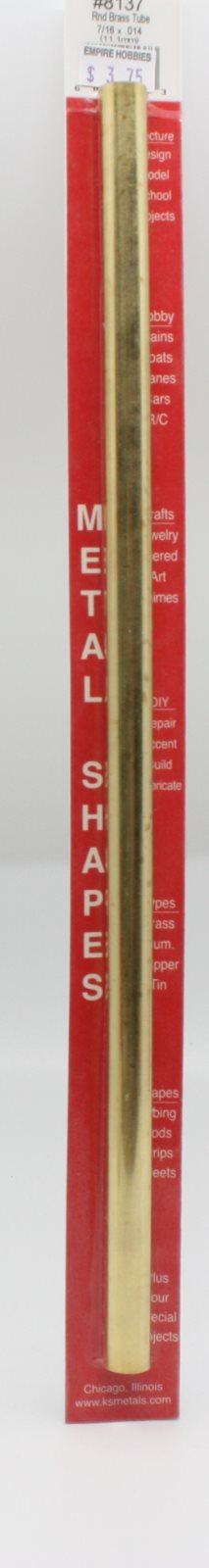 K&S 8137 7/16" x .014" x 12" Round Brass Tube