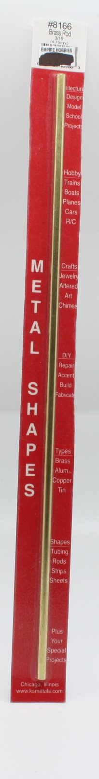 K&S 8166 3/16" Solid Brass Rod