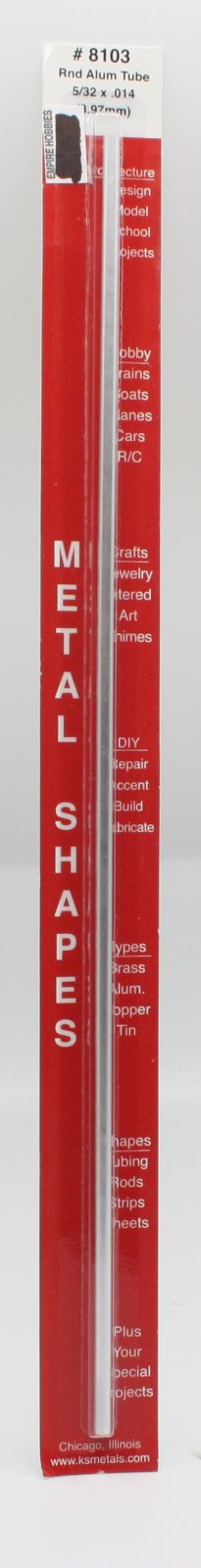 K&S 8103 5/32" x .014" x 12" Round Aluminum Tube