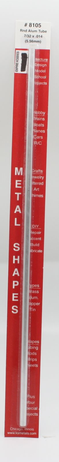 K&S 8105 7/32" x .014" x 12" Round Aluminum Tube