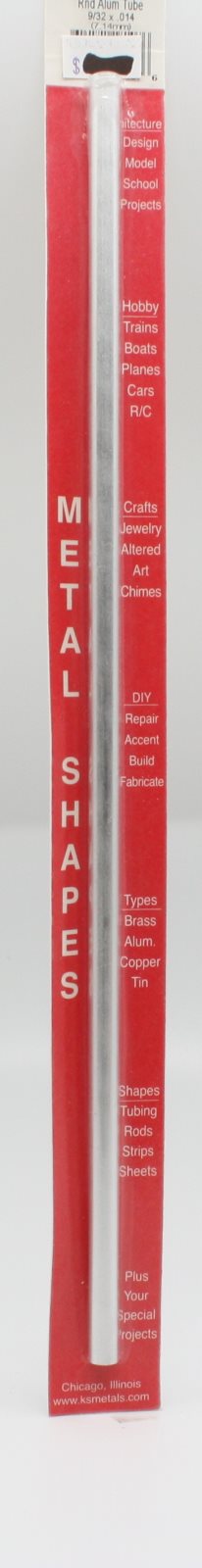 K&S 8107 9/32" x .014" x 12" Round Aluminum Tube
