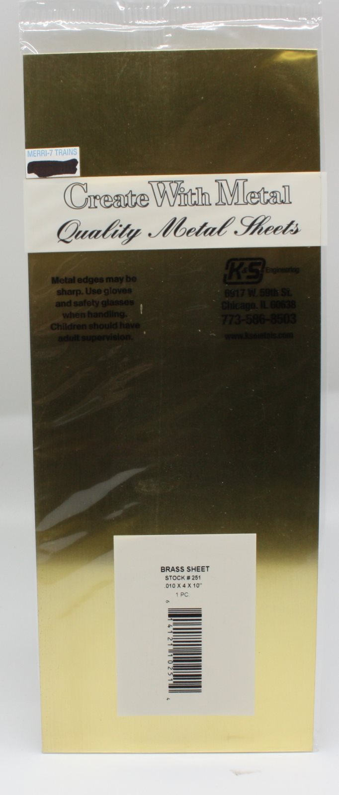 K&S 251 .010'' x 4'' x 10'' Brass Sheet