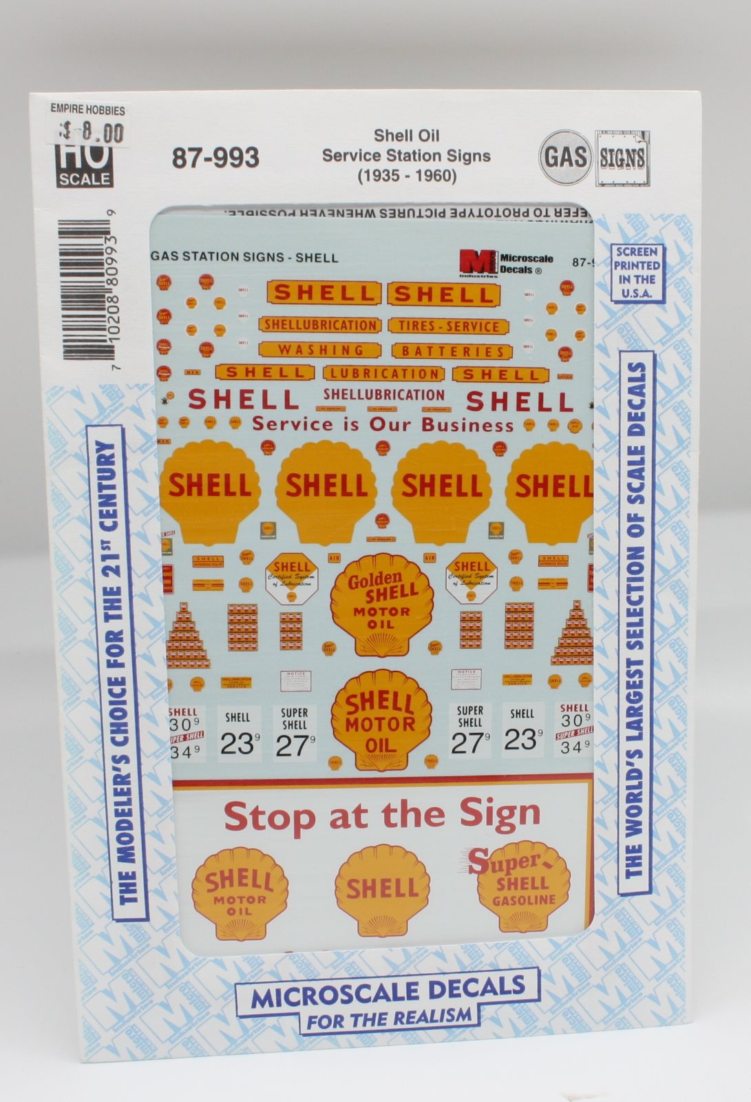 Microscale 87-993 HO 1935-1960 Shell Oil Service Station Signs Decal Sheet