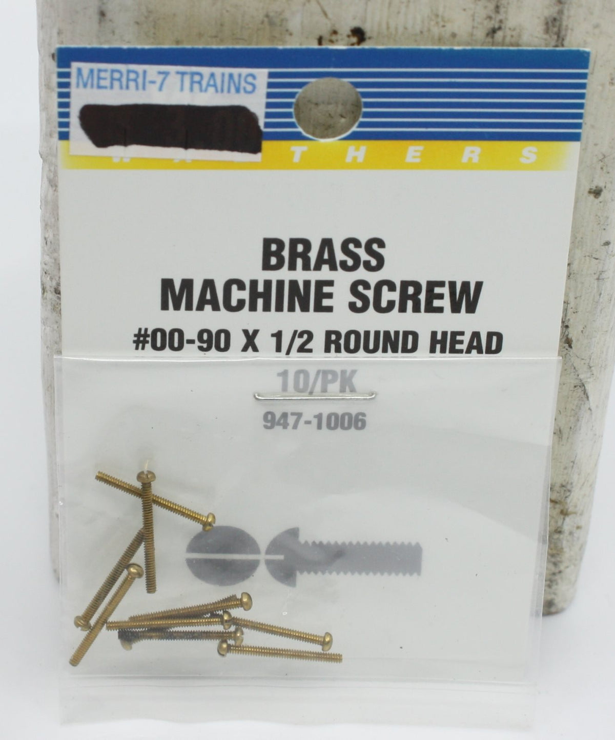 Walthers 947-1006 HO 00-90 X 1/2 Brass Round Head Machine Screws (Pack of 10)
