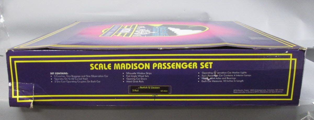 MTH 20-4004 O Gauge Norfolk & Western 70' Madison Passenger Car Set (Set of 5) EX/Box