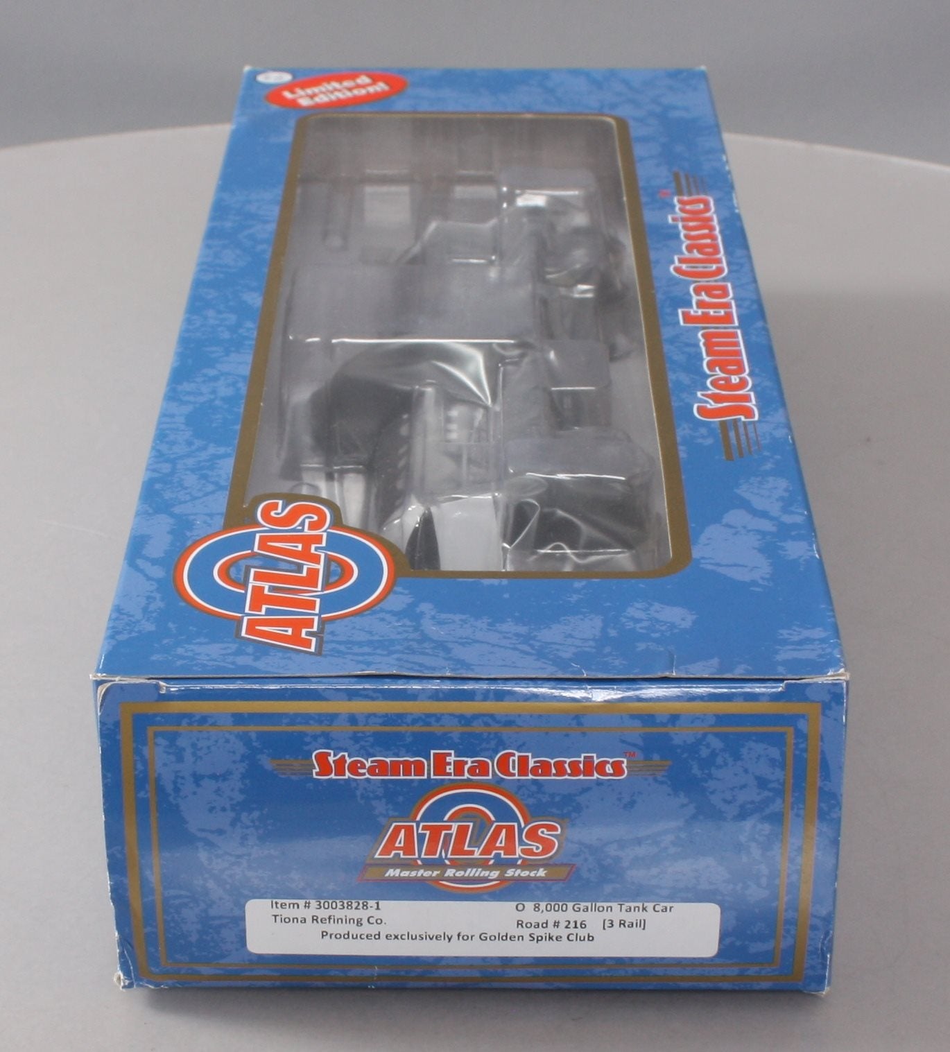 Atlas 3003828-1 O Gauge Tiona Refining Co. 8,000 Gallon Tank Car #216 (3-Rail) LN/Box