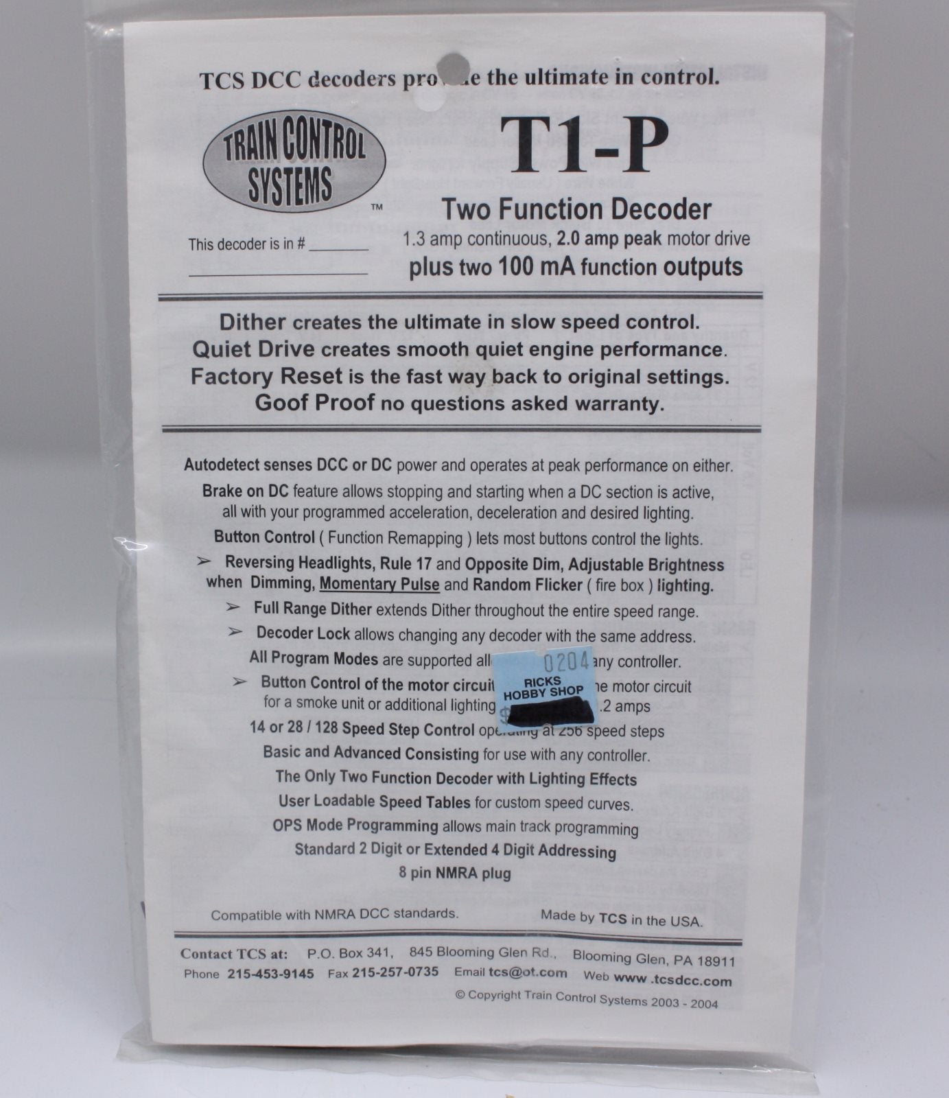 Train Control Systems T1-P Two Functions Decoder