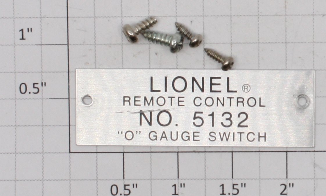 Lionel 5132-10 Nameplate with Mounting Holes and Screws
