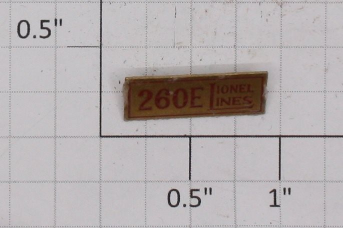 Lionel 260E-8 Red Letter Lionel Lines Brass Nameplate with Tabs