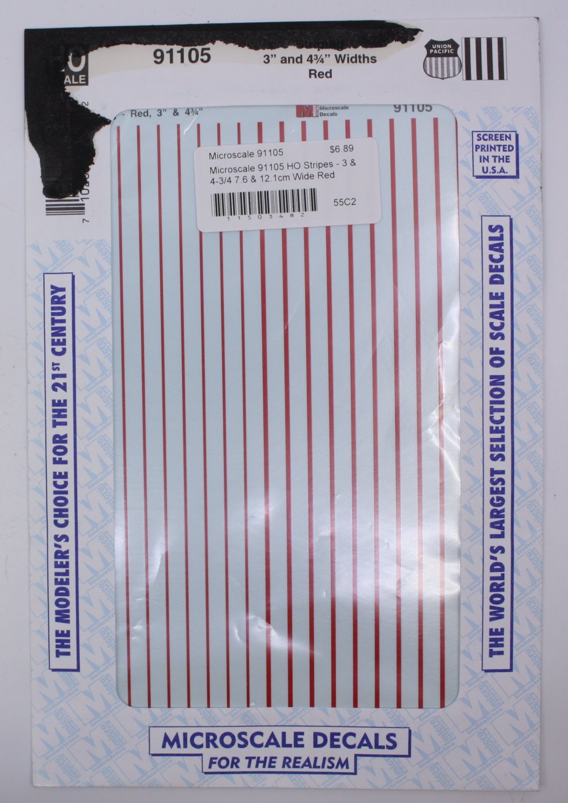 Microscale 91105 HO Red 3 & 4-3/4" Wide Stripes Decal Sheet