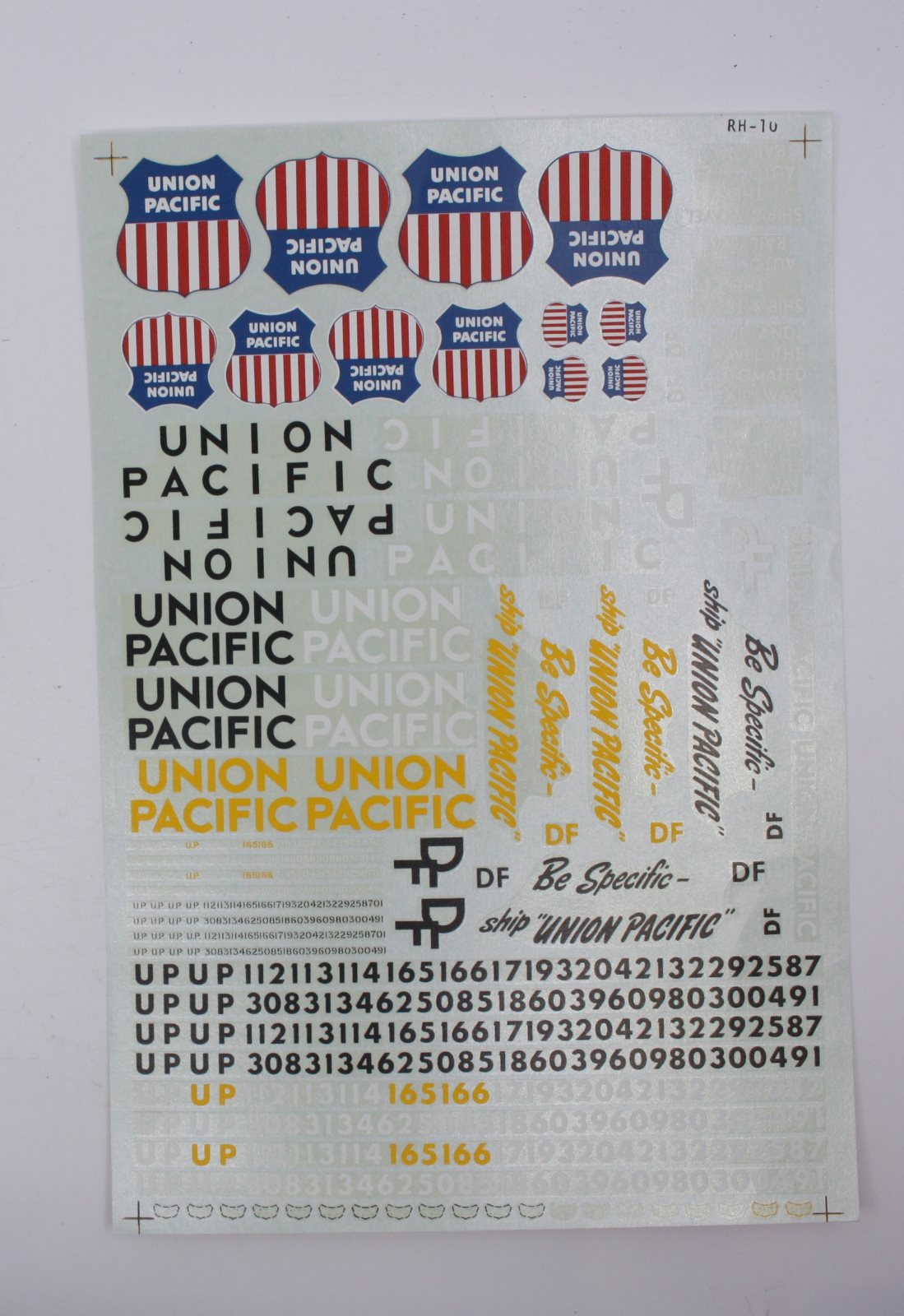 Microscale 87-10 HO 1970 Union Pacific Freight Cars Decal Sheet