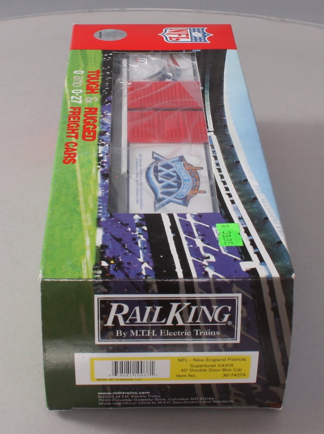 MTH 30-74274 O Scale NFL New England Patriots Superbowl Boxcar LN/Box