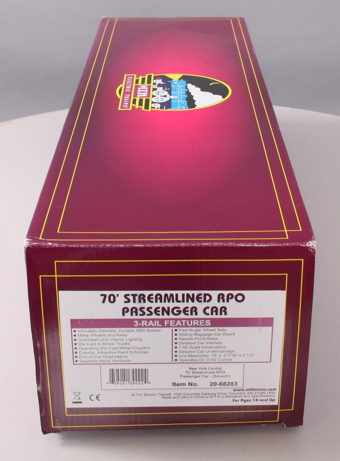 MTH 20-68283 O New York Central 70' Streamlined RPO Passenger Car LN/Box