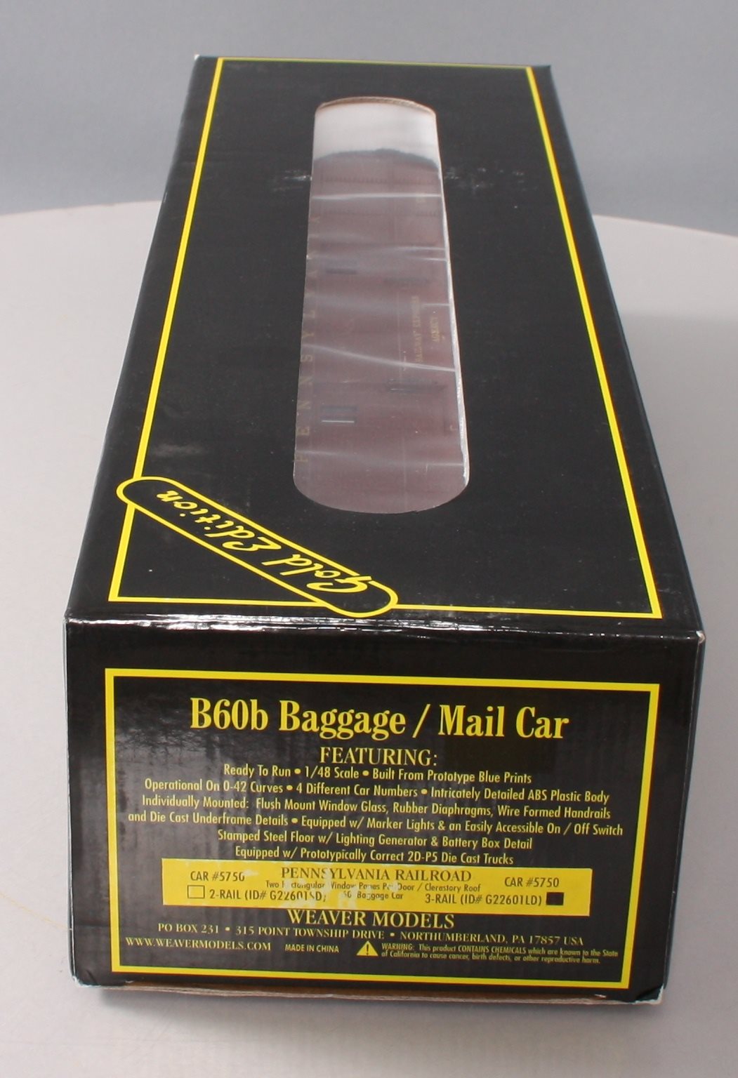 Weaver G22601LD Pennsylvania RR B60b Baggage/Mail Car #5750 (3Rail) LN/Box