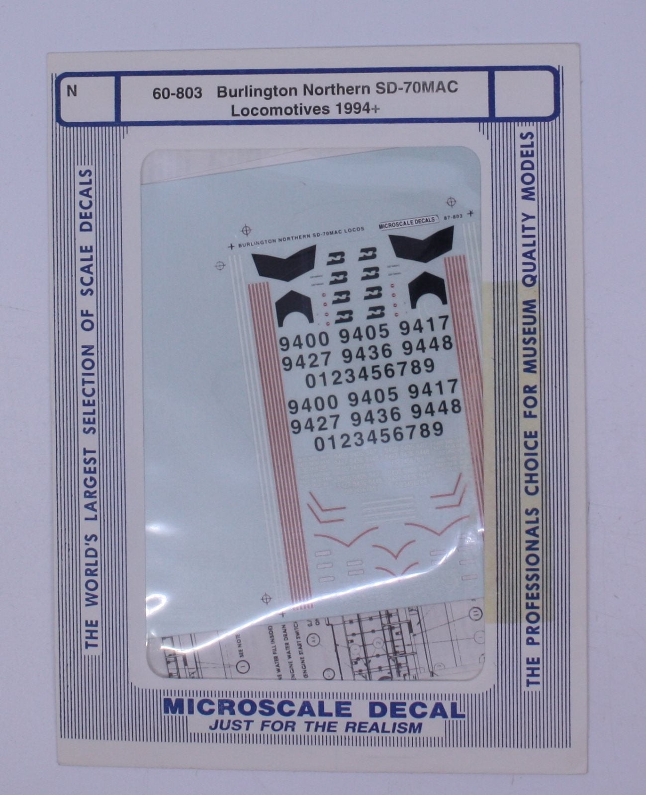 Microscale 60-803 N 1994+ Burlington Northern SD-70MAC Locomotive Decal Sheet