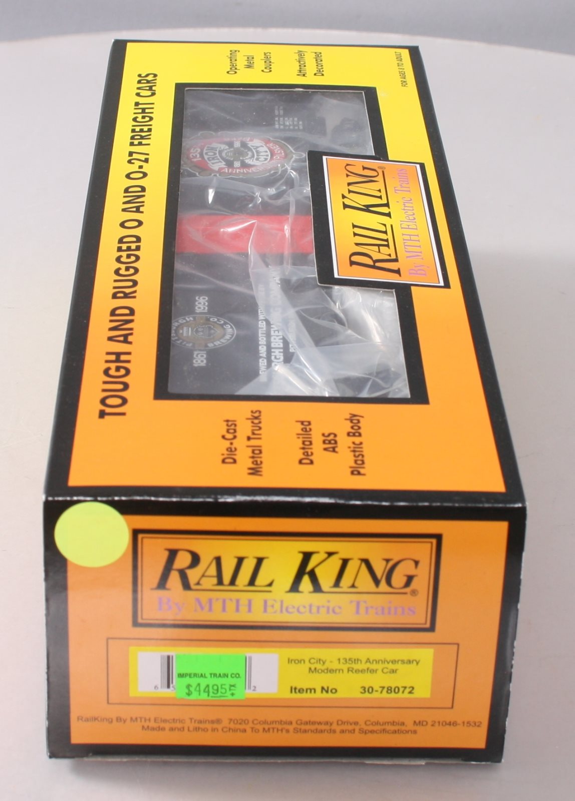 MTH 30-78072 O Gauge Iron City - 135th Anniversary Modern Reefer Car LN/Box