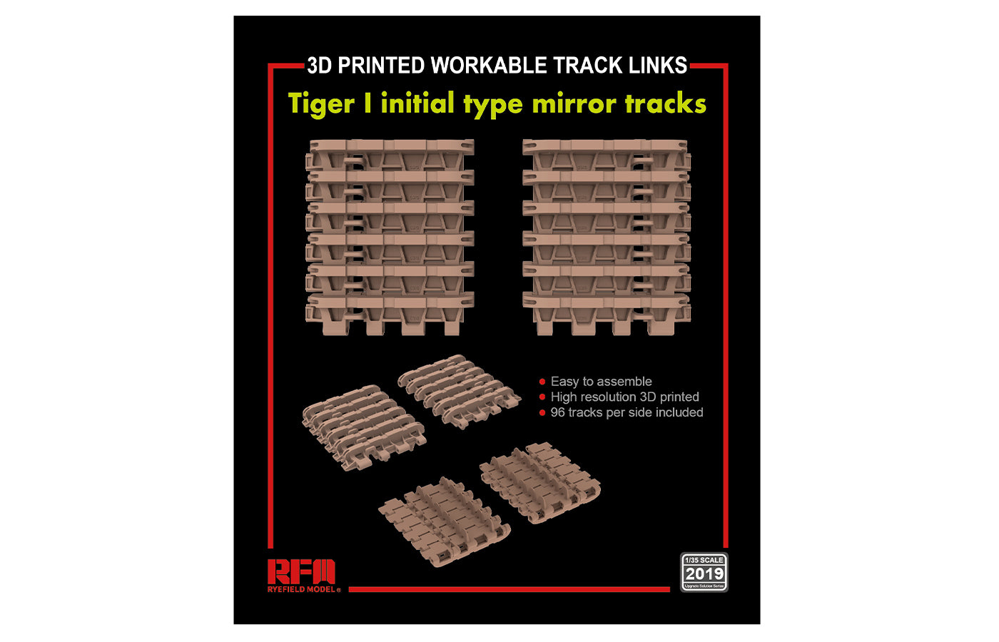 Rye Field Models 2019 1:35 Tiger I Initial TypeWorkable Track Links Tank Kit