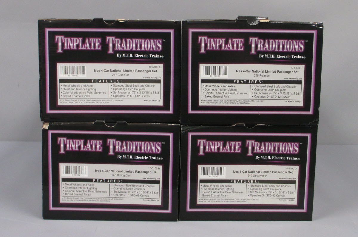 MTH 10-5100 STd. Gauge Ives National Limited 4-Car Passenger Set NIB
