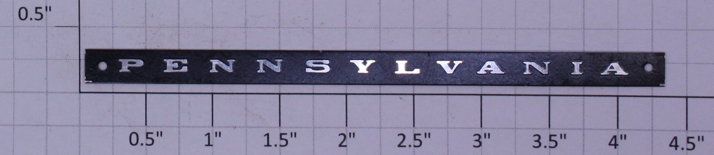 Lionel 1000-XPBC Pennsylvania Black Coach Nameplate