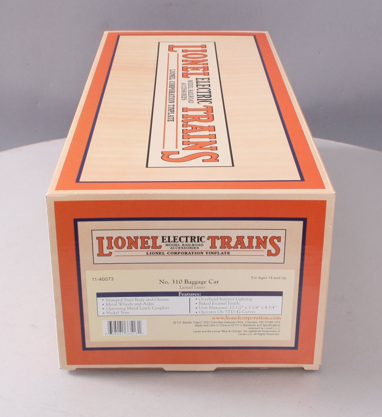 MTH 11-40073 Std. Lionel Corporation Tinplate Baggage Passenger Car #310 LN/Box