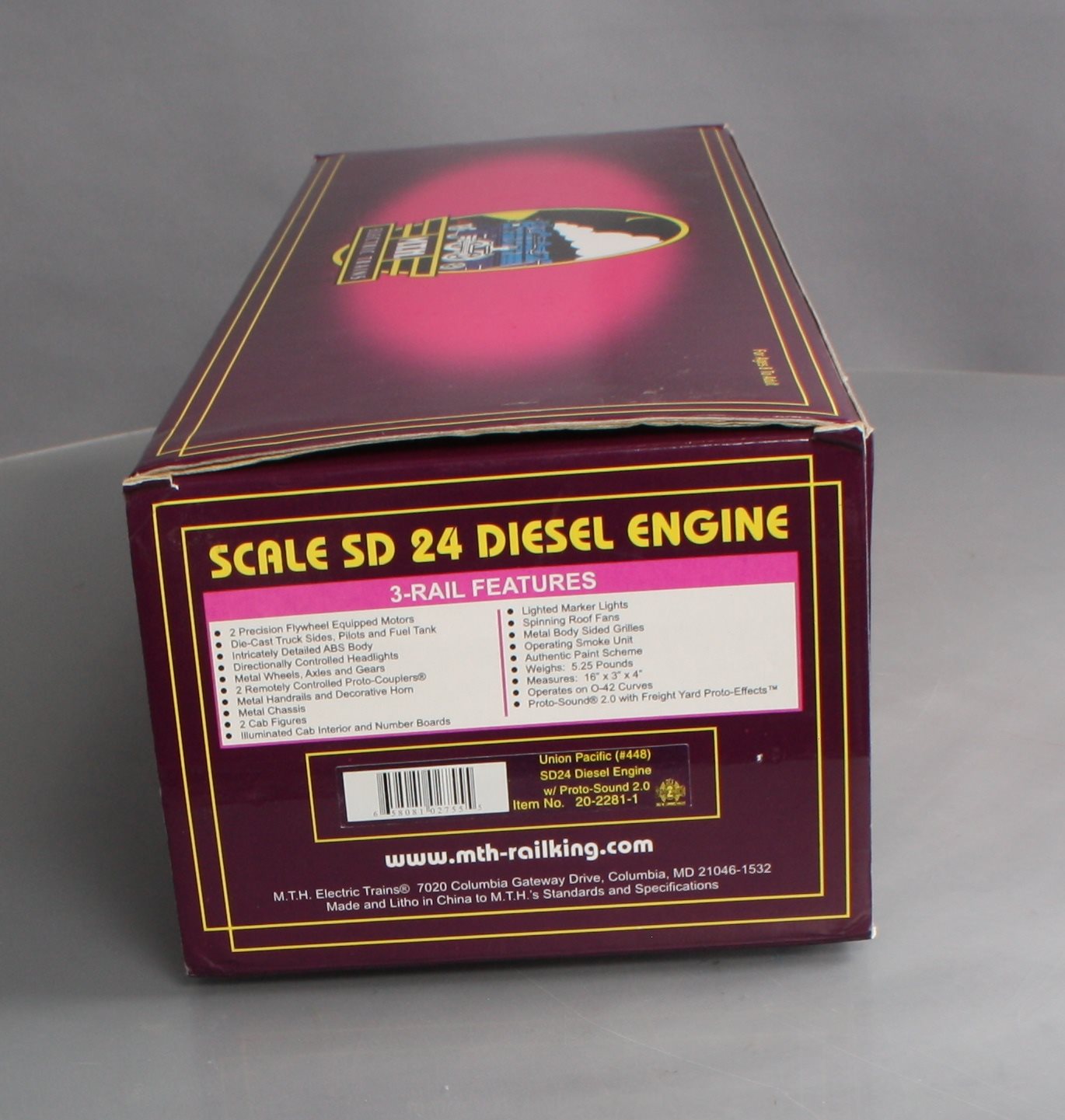 MTH 20-2281-1 O Union Pacific SD24 Diesel Engine w/PS 2.0 #448 LN/Box