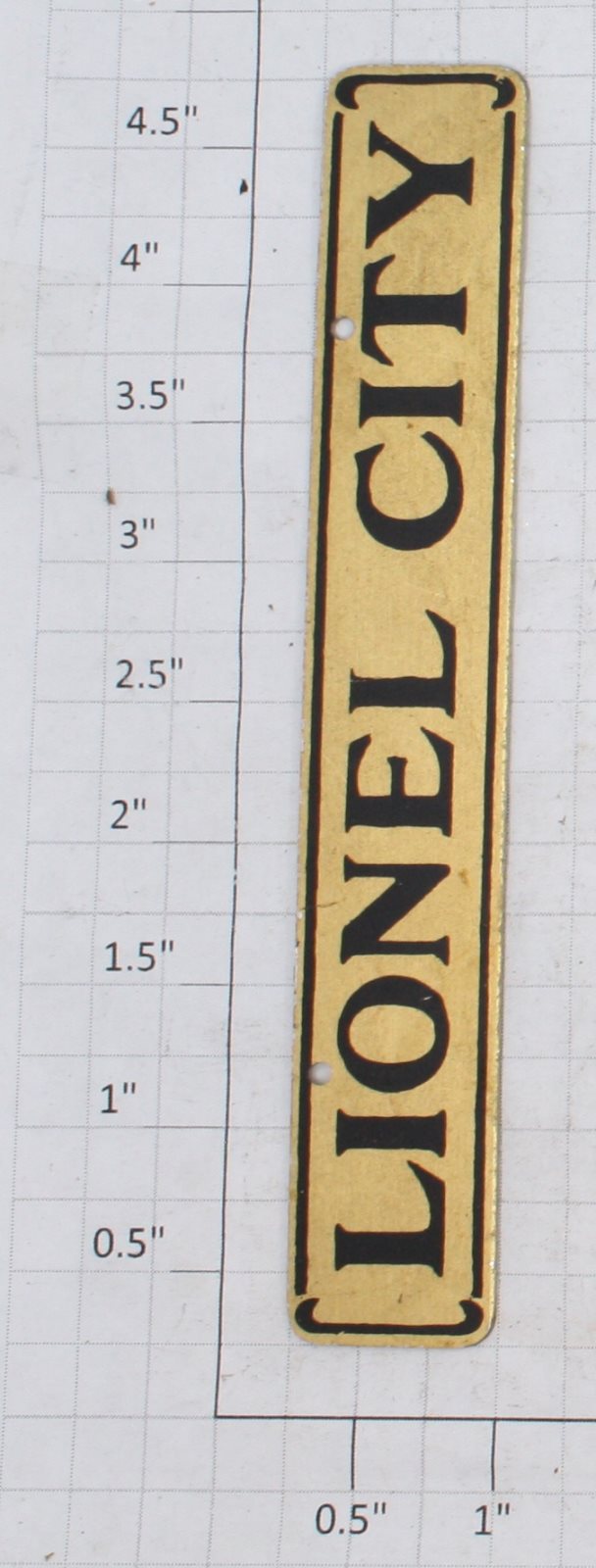 Lionel 124-120 Lionel City Aluminum Backed Brass Plate