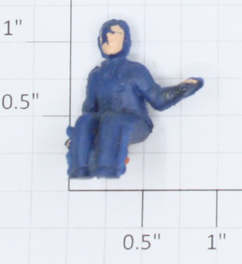 Lionel 50-76M Blue Seated Metal Gang Car Crew Man Figure w/ Painted Face