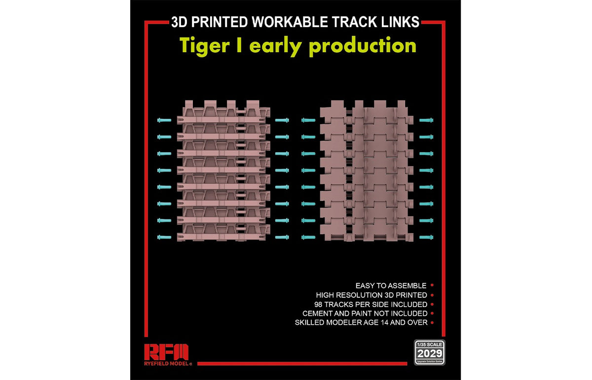 Rye Field Models 2029 1:35 Tiger I Early Ver.3D Printed Workable Tracks Tank Kit