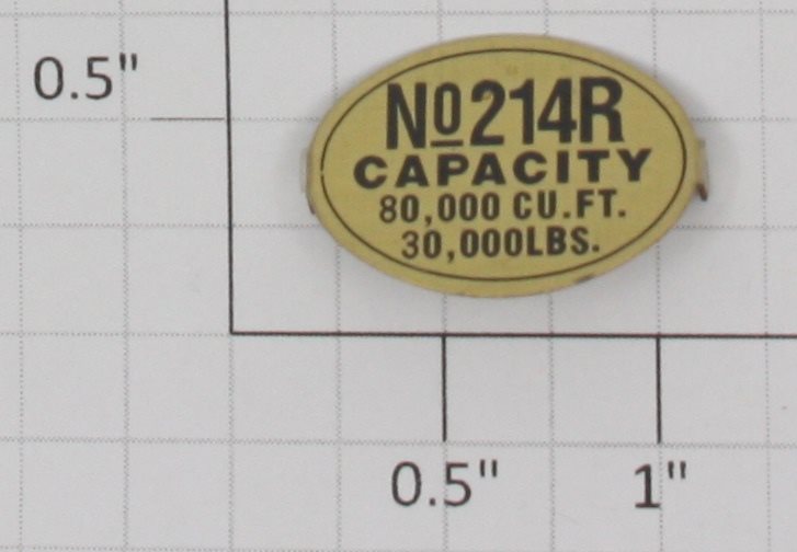 Lionel 214R-2 Brass Capacity Nameplate for Refrigerated Car-Alternate
