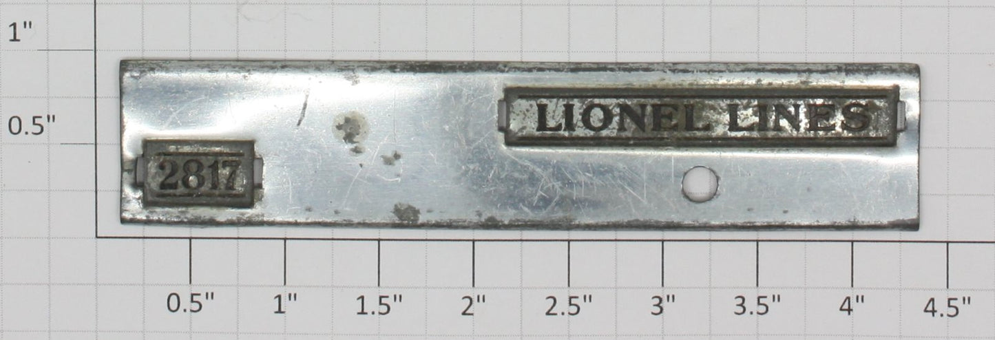 Lionel 2817-1 Prewar O Gauge 2817 Nickel Nameplate Insert
