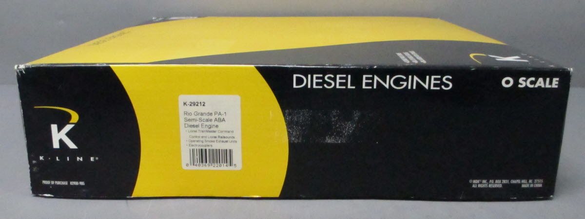 K-Line K-29212 O Semi-Scale Rio Grande PA-1 ABA Diesel Set with TMCC LN/Box