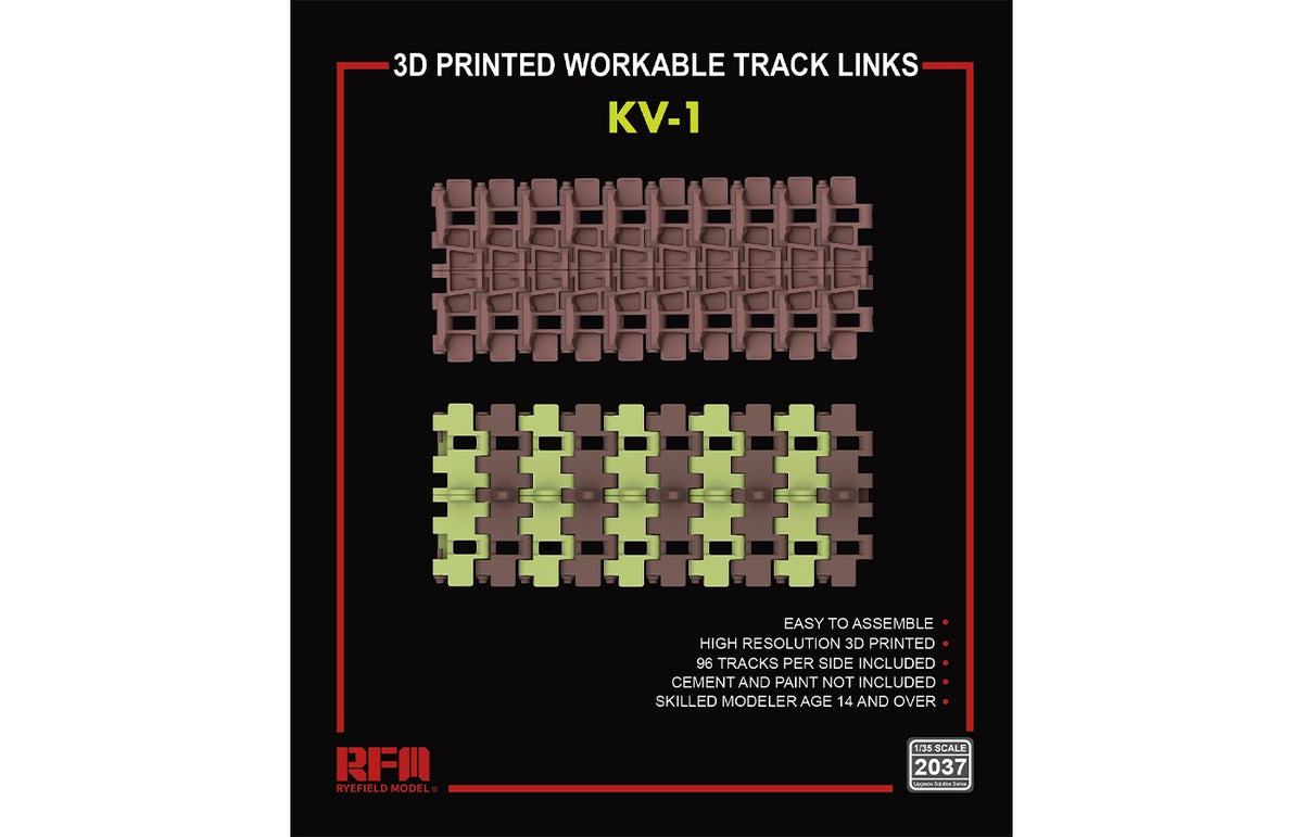 Rye Field Models 2037 1:35 KV-13D Printed Workable Tracks Tank Model Kit