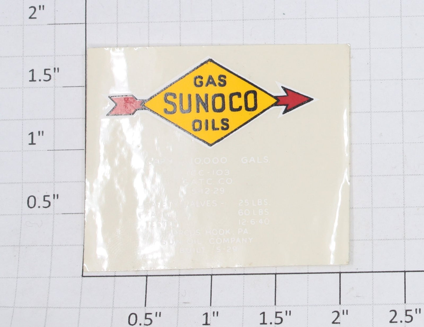 Lionel 654-5 White Lettering Gas Sunoco Oil Sticker Decal