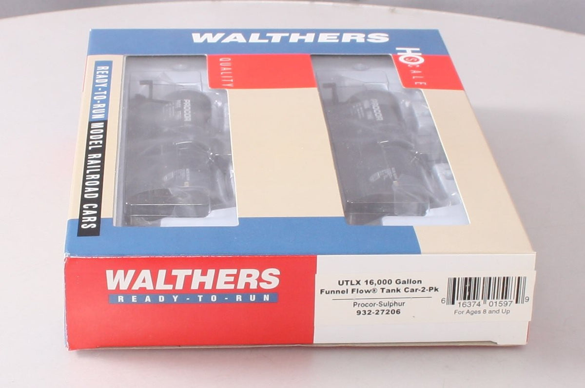 Walthers 932-27206 HO Procor- Sulphur UTLX 16K Gallon Funnel Flow Tank Car (2PK) LN/Box
