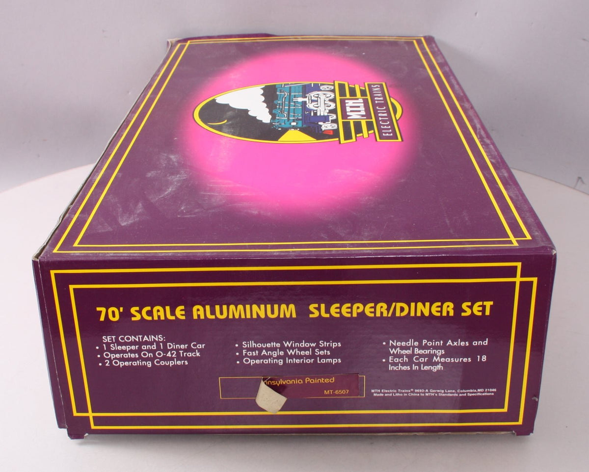 MTH 20-6507 O Pennsylvania 70' Aluminum Sleeper/Diner Set EX/Box