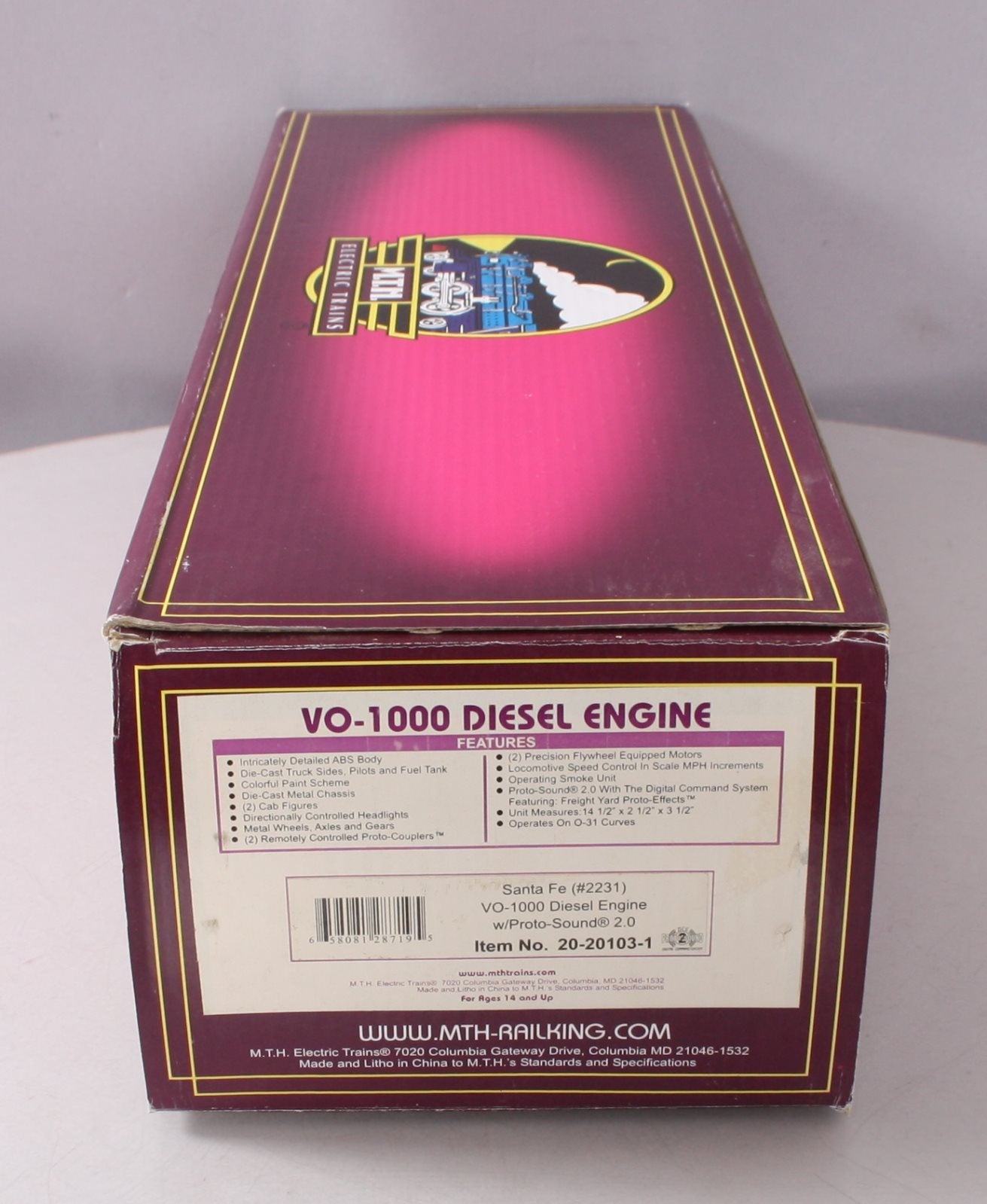 MTH 20-20103-1 Santa Fe VO 1000 Diesel Engine With Proto-Sound 2.0 #2231