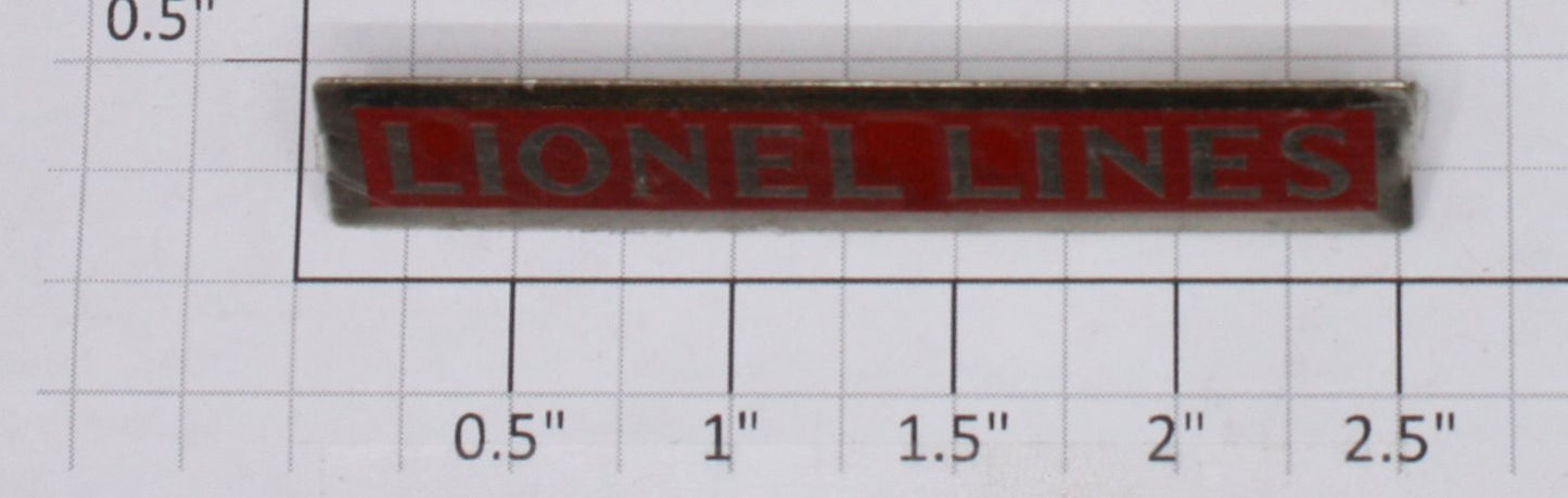 Lionel 392T-1 Nickel and Red Lionel Lines Nameplate with Mounting Tabs