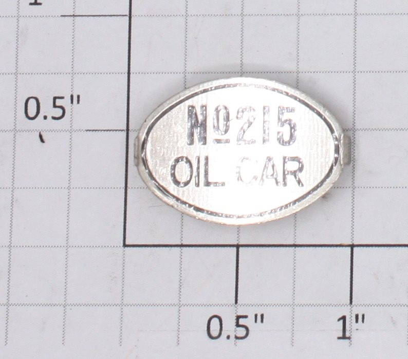 Lionel 215-2 Nickel Oil Car Nameplate with Black Lettering